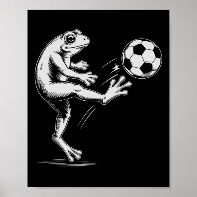 Poster Sapo de futebol fofo jogar jogo gol crianças mãe  (Frente)