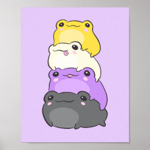 Poster Sapo de Orgulho Não Binário - Sapo Estético Kawaii