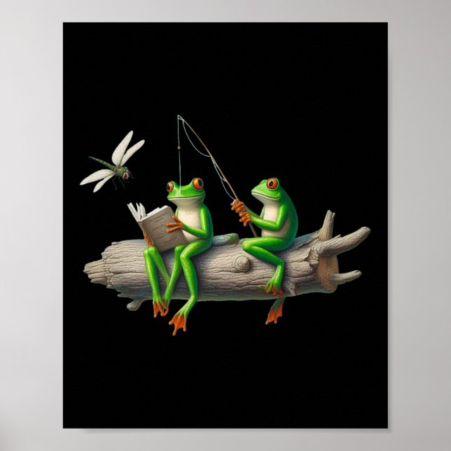 Poster Sapo de Quatro Pernas Em Um Tronco Pesca de Dragão (Frente)