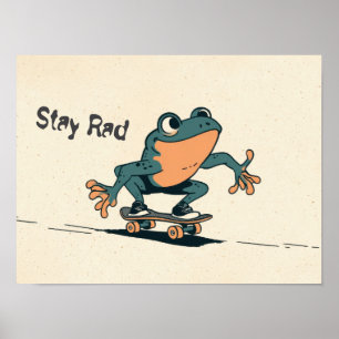 Poster Sapo de Skate – Fofa Arte de Animal de Desenho Ani
