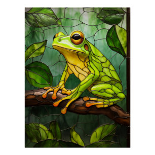 Póster Sapo de Vidro Pintado Decoração de Floresta Tropic