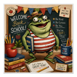 Póster Sapo de Volta às Aulas PNG, Decoração de Sala de A