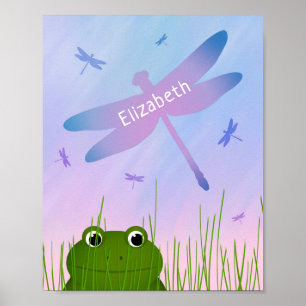 Poster sapo dos desenhos animados que espreita através