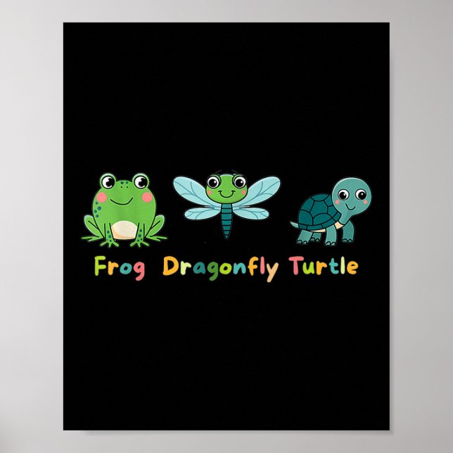 Poster Sapo Dragonfly Turtle Cute Kids Animais Amigos (Frente)