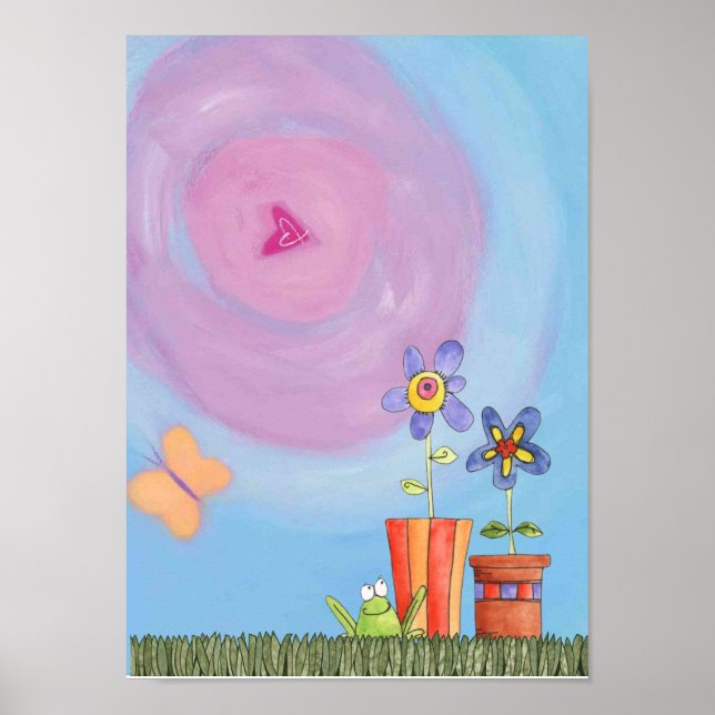 Póster sapo e flores (Frente)