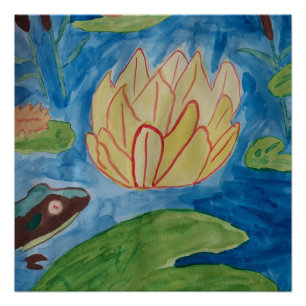 Póster Sapo e Waterlily Poster brilhante