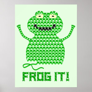 Póster Sapo ele! Sapo do Crochet do vetor (fundo verde)