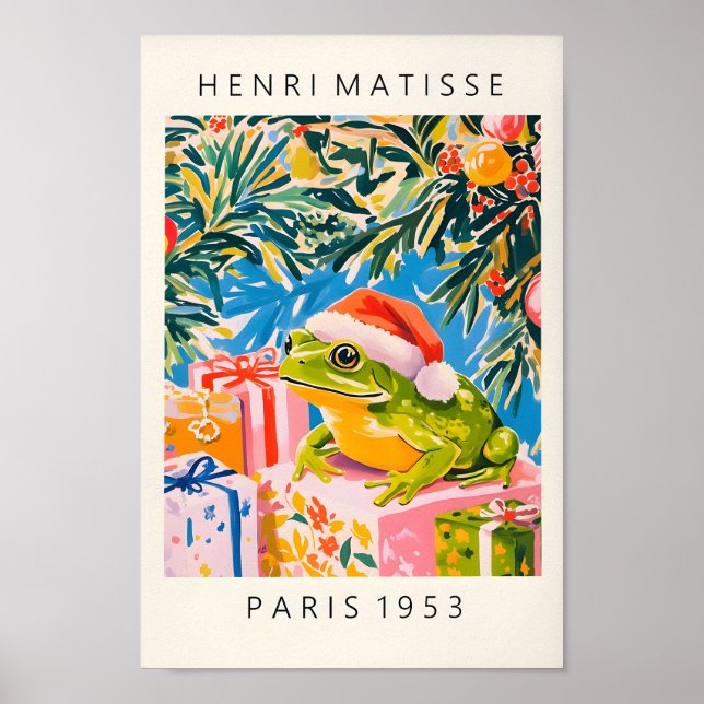 Poster Sapo Em Santa Hat, Engraçado Decor De Natal, Mães  (Frente)