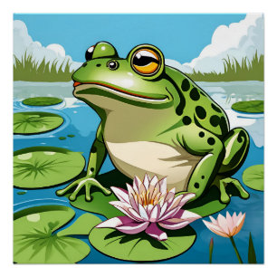 Póster Sapo Em Uma Lily Pad Poster
