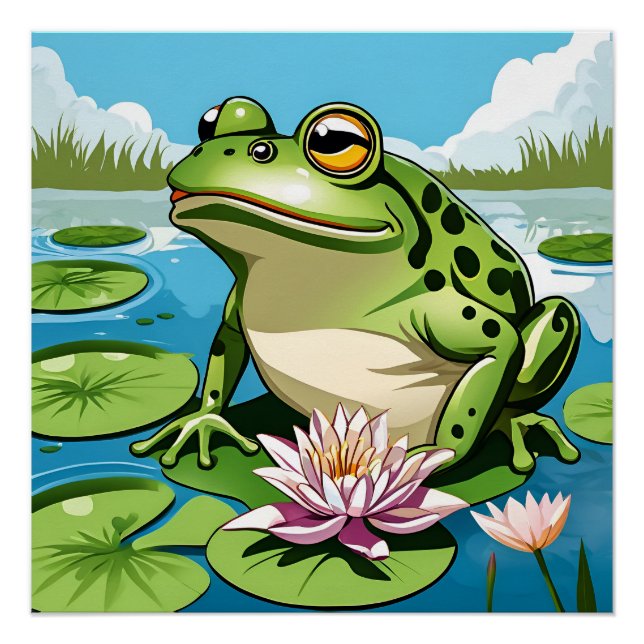 Póster Sapo Em Uma Lily Pad Poster (Frente)