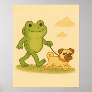 Poster Sapo Engraçado Andando Seu Cachorro