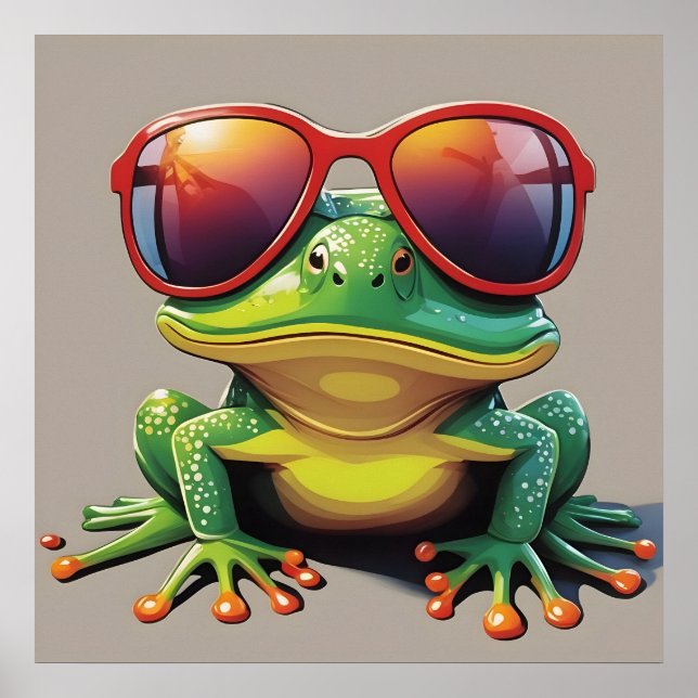 Poster Sapo engraçado com óculos de sol (Frente)