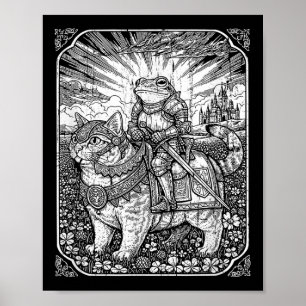 Poster Sapo Engraçado E Gato, Vintage Dark Academia Hallo
