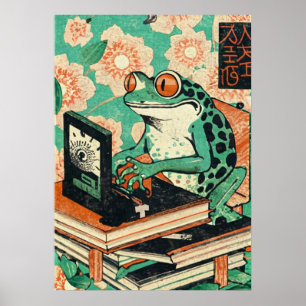 Poster Sapo Engraçado no Laptop   Amante de Animais Único