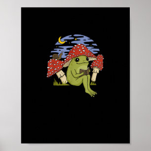 Poster Sapo Fã de Livro com Chapéu de Cogumelo Cottagecor