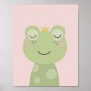 Poster Sapo fofo. Fundo rosa.