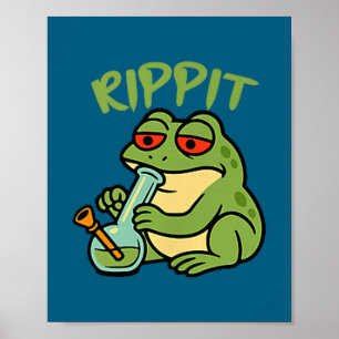 Poster Sapo Fumante de Maconha Rippit Engraçado