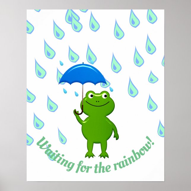 Poster Sapo Kawaii e Chuva (Frente)