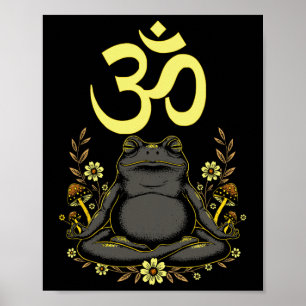 Poster Sapo Meditando Aum Zen Atenção Plena Espiritual Ca