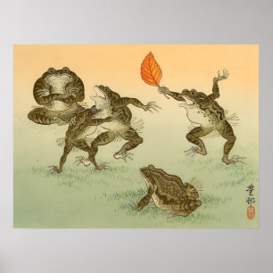 Poster Sapo Sumō Anfíbios Vintage por Ohara Koson
