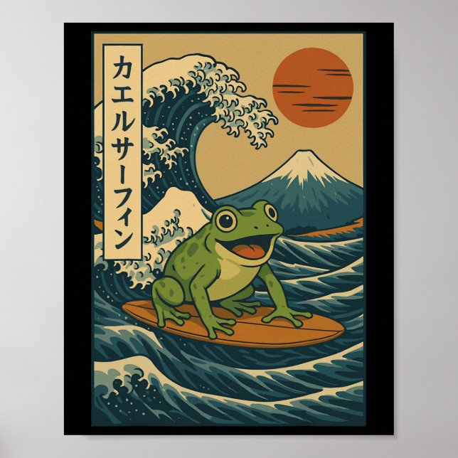 Poster Sapo Surfando Japonês _3 (Frente)