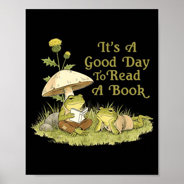 Poster Sapo toad lê livro professores alunos crianças liv (Frente)