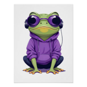 Póster Sapo Vestindo Hoodie Funny Legal Caráter Animal