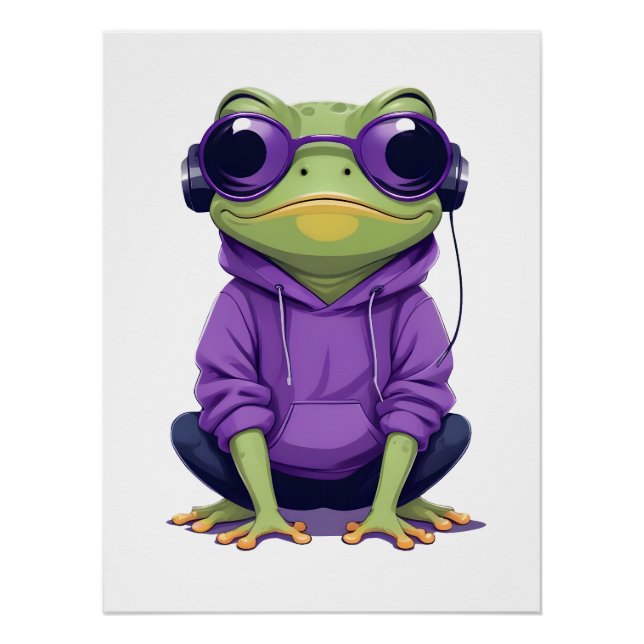 Póster Sapo Vestindo Hoodie Funny Legal Caráter Animal (Frente)