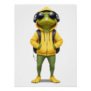 Póster Sapo Vestindo Hoodie Funny Legal Caráter Animal