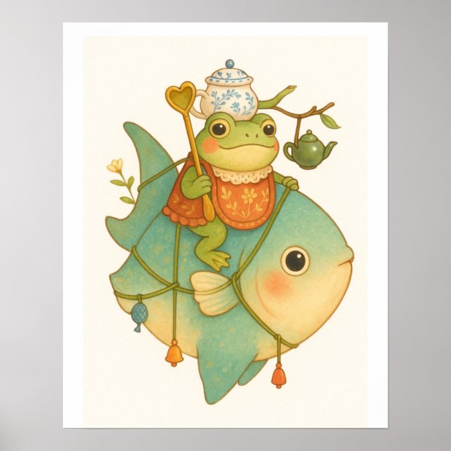 Poster Sapo Whimsic Andando um Peixe (Frente)