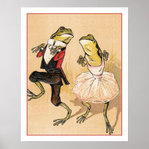 Póster Sapos da dança do vintage