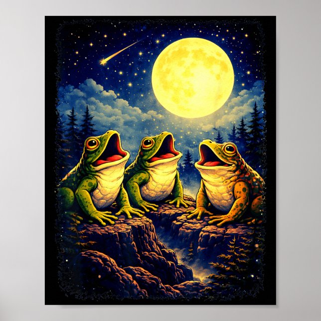 Poster Sapos uivando para a montanha da lua meme da flore (Frente)