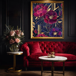 Poster Sapphire & Ruby Deco Floral