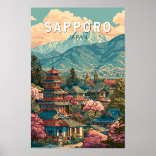 Poster Sapporo Japão Viagem Arte Vintage