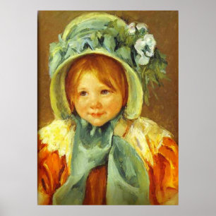 Poster Sara em um Green Bonnet. c. 1901, Mary Cassatt