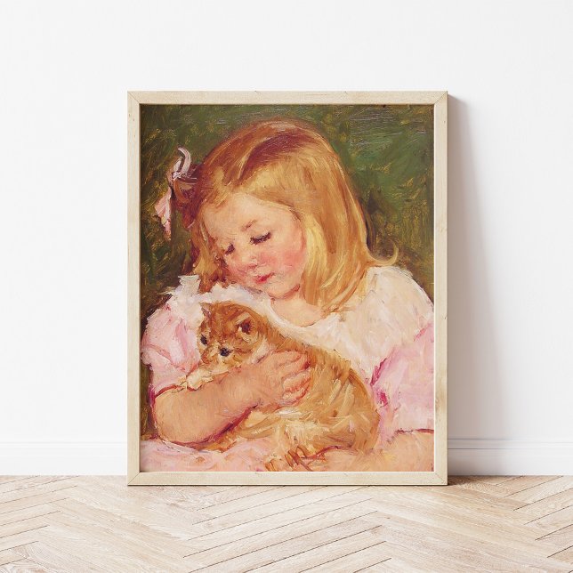 Poster Sara segurando um gato | Mary Cassatt (Criador carregado)