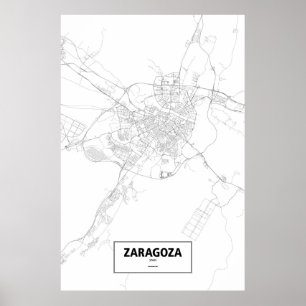 Poster Saragoça, Espanha (preto sobre branco)