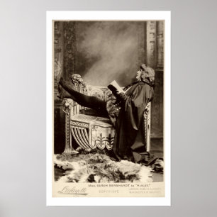 Póster Sarah Bernhardt (1844-1923) como Hamlet no 1899