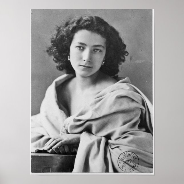 Poster Sarah Bernhardt em fantasia, c.1860 (Frente)