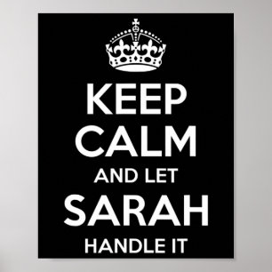 Poster Sarah Mantenha Calma Nome Personalizado Engraçado