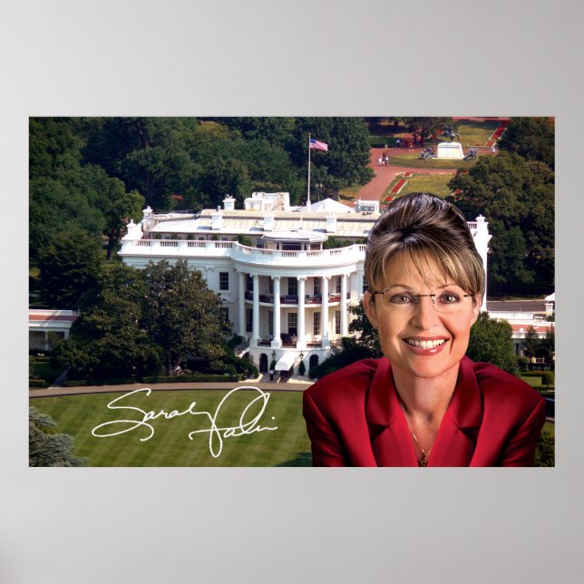 Póster Sarah Palin e Casa Branca (Frente)
