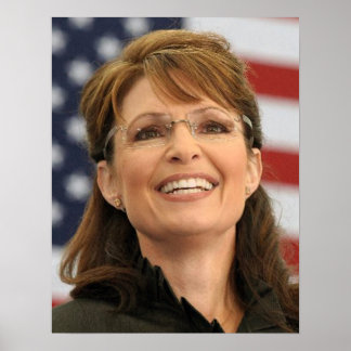 Póster Sarah Palin sorrindo com Flag