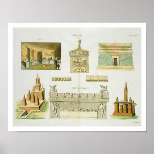 Póster Sarcófago de Etruscan e sepulchres, placa 7,