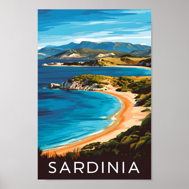 Poster Sardenha Itália Familiar Viagem (Frente)