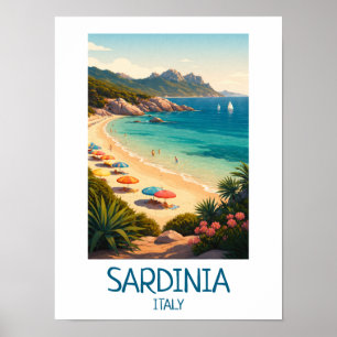 Poster Sardenha Itália Minimalista Arte de Viagem Vintage