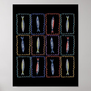 Poster Sardinha Lata Peixe Tomate Menina Verão Litoral La