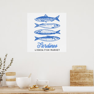 Poster Sardinhas do Mercado de Lisboa Desenhadas à Mão