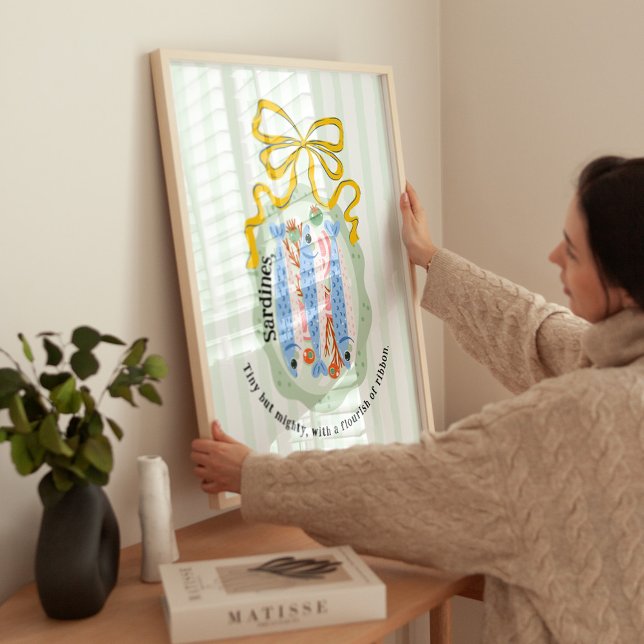 Poster Sardinhas num Prato com Cartaz de Cozinha de Laço  (Criador carregado)
