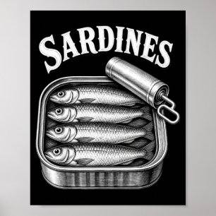 Poster Sardinhas peixe enlatado vintage amante de frutos 