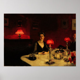 Poster Sargent - Le Verre De Porto, Jantar Mesa À Noite